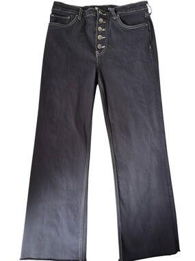 Kut from the Kloth Kelsey Ankle Kick Flare Jeans Size 8 Black Contrast Stitching